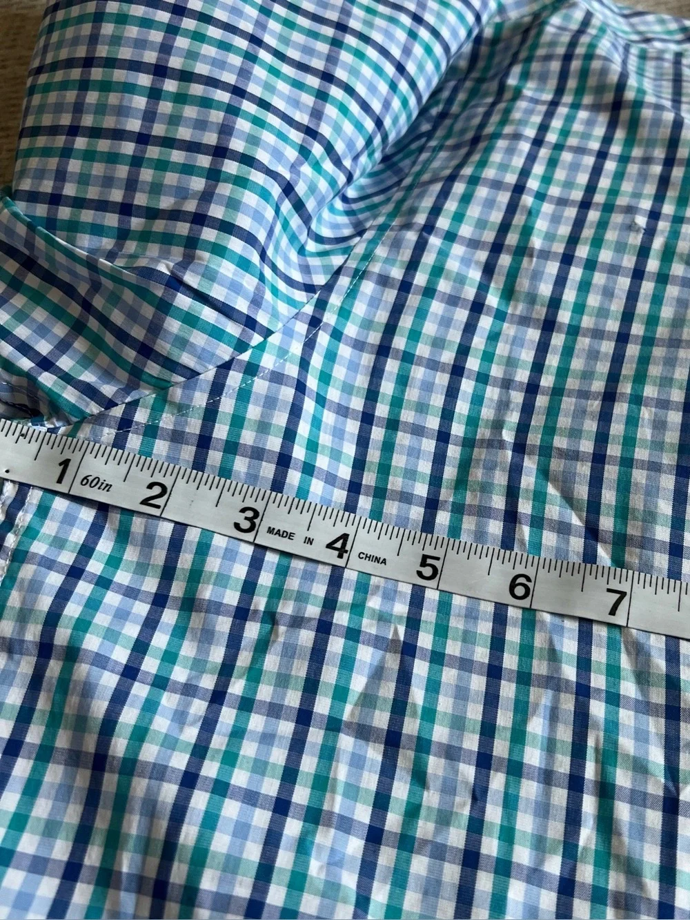 J. Crew Blue, Green and White Plaid Button-Down Shirt Size XL
